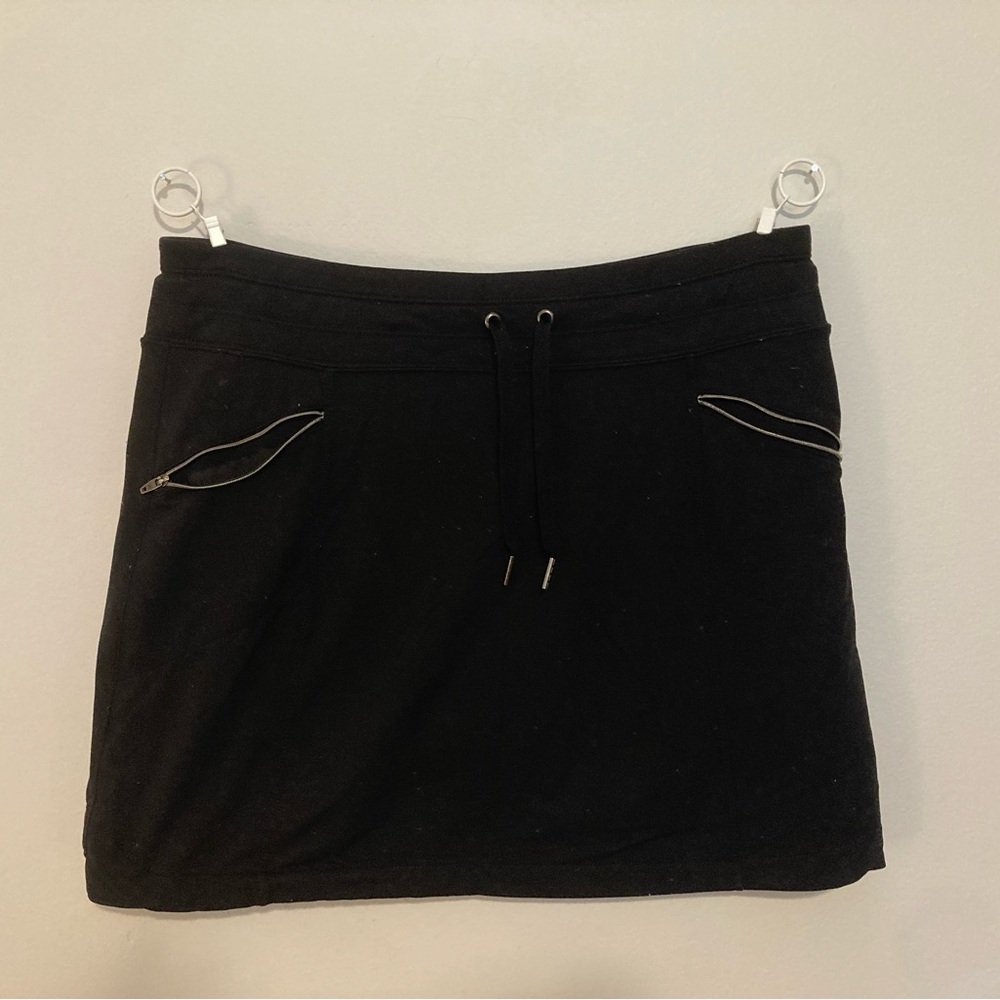 Athleta Black Mini Skirt with Drawstring and Zipper Details